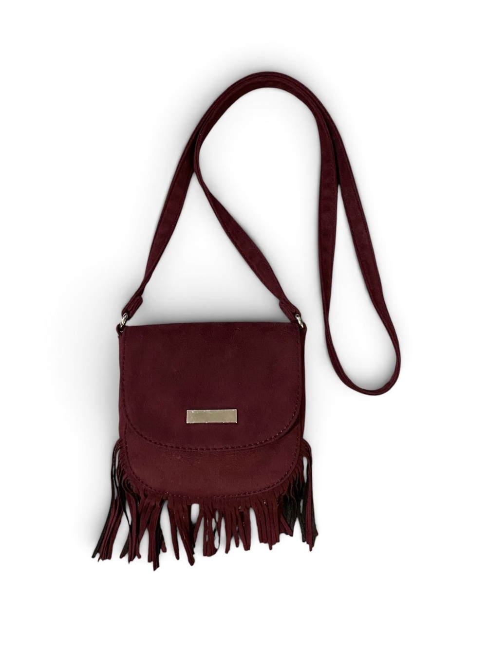 EXPRESS Women's Fringe Crossbody Bag in Burgundy